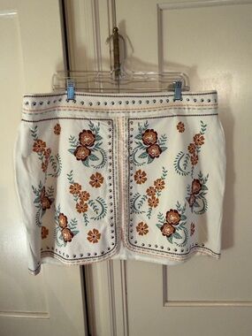 NWOT Rock & Roll Denim Floral Print Studded Skirt size XXL